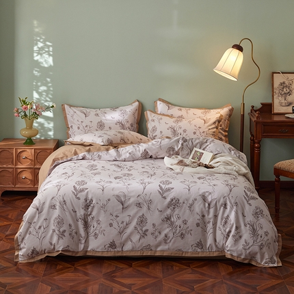 91家纺网 家纺一手货源 找家纺 （总）千朵森 2024新款全棉拼角磨毛四件套-风格一