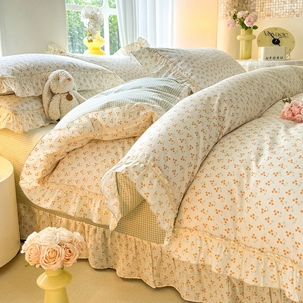 艾唯希家纺 2024新款韩式花边全棉四件套 预售春天