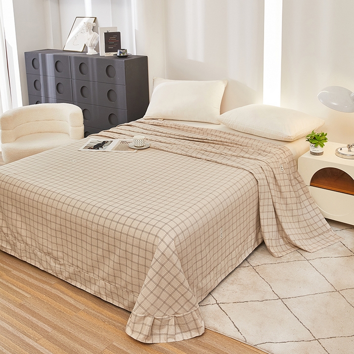 91家纺网 家纺一手货源 找家纺 雲归梦 2024新款全棉多规格加厚磨毛多规格单品--单床单 单床单-风景梦格-棕