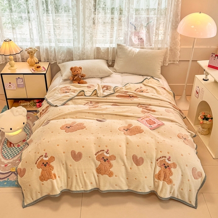 慕尚家纺 2025新款高克重加厚雪花绒毛毯毯子 辛巴狗