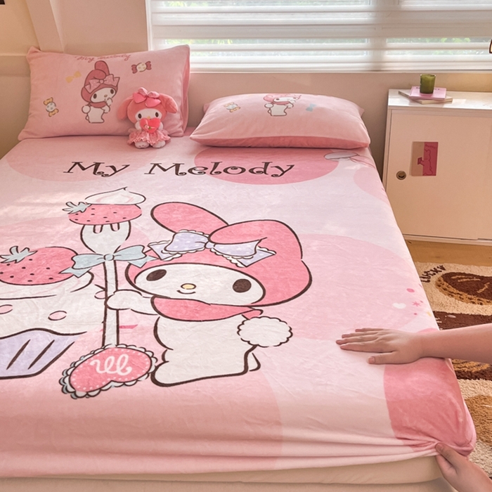 91家纺网 家纺一手货源 找家纺 金爱家 2024新款大阪单品牛奶绒床笠 绒-D草莓蛋糕美乐蒂