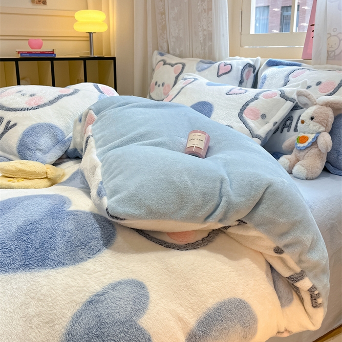 91家纺网 家纺一手货源 找家纺 川悦生活 2024新款雪花绒印花单被套系列-夜景 可爱熊