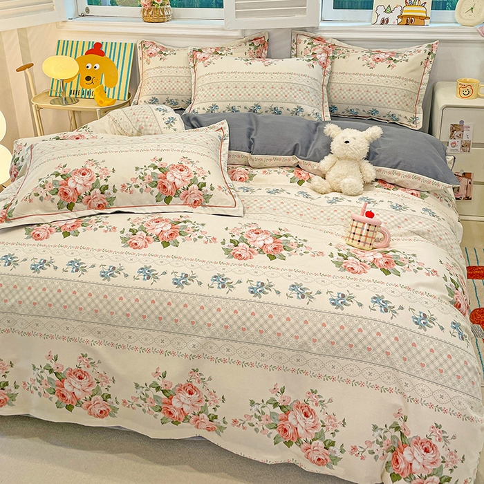 91家纺网 家纺一手货源 找家纺 2024直播爆款全棉磨毛喷气印花加厚保暖四件套（一字绣） 全棉磨毛-法式庄园