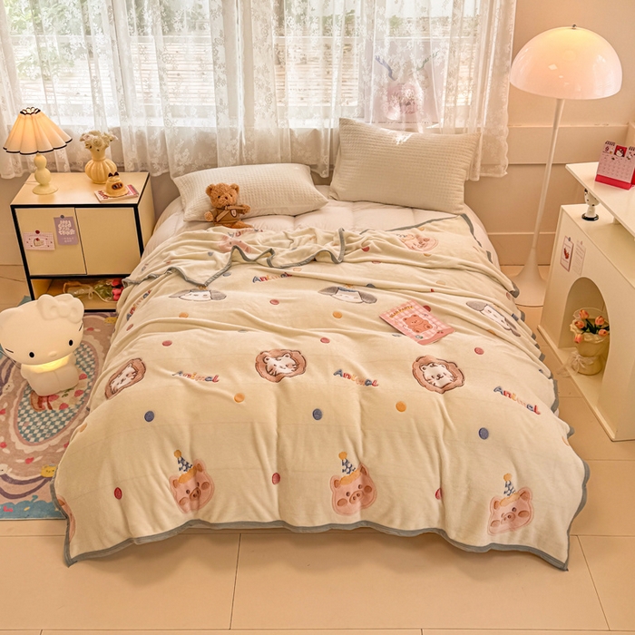 91家纺网 家纺一手货源 找家纺 慕尚家纺 2025新款高克重加厚雪花绒毛毯毯子 曲奇猫