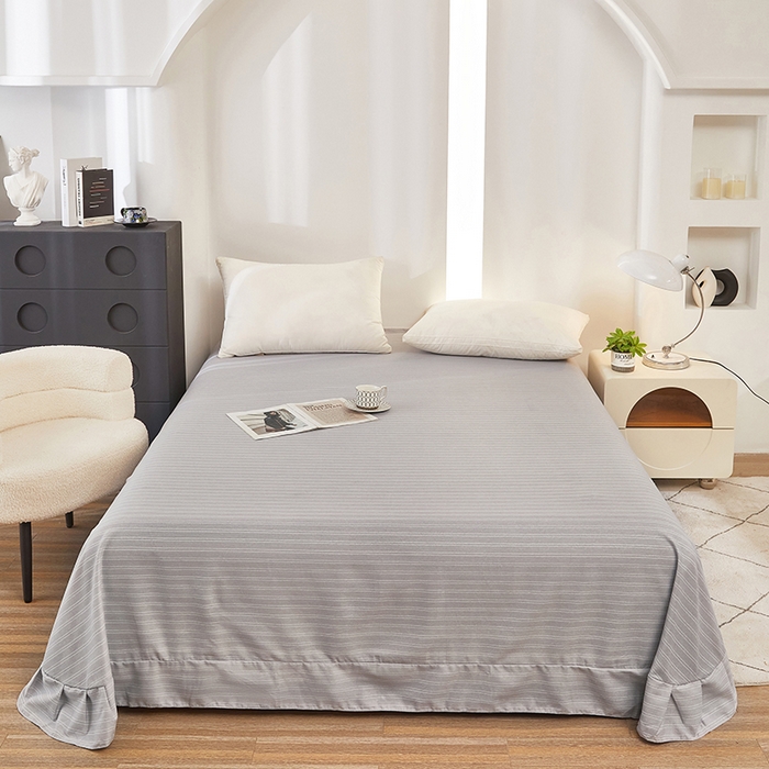 91家纺网 家纺一手货源 找家纺 雲归梦 2024新款全棉多规格加厚磨毛多规格单品--单床单 单床单-条芬芳-灰