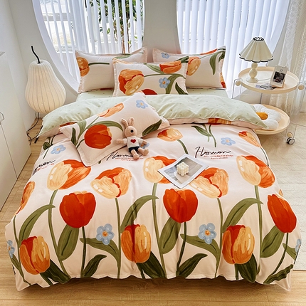 91家纺网 家纺一手货源 找家纺 （总）大G 2024新款140克印花磨毛四件套