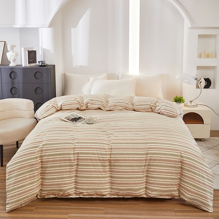 91家纺网 家纺一手货源 找家纺 雲归梦 2024新款全棉多规格加厚磨毛多规格单品--单被套 单被套-时尚条-棕