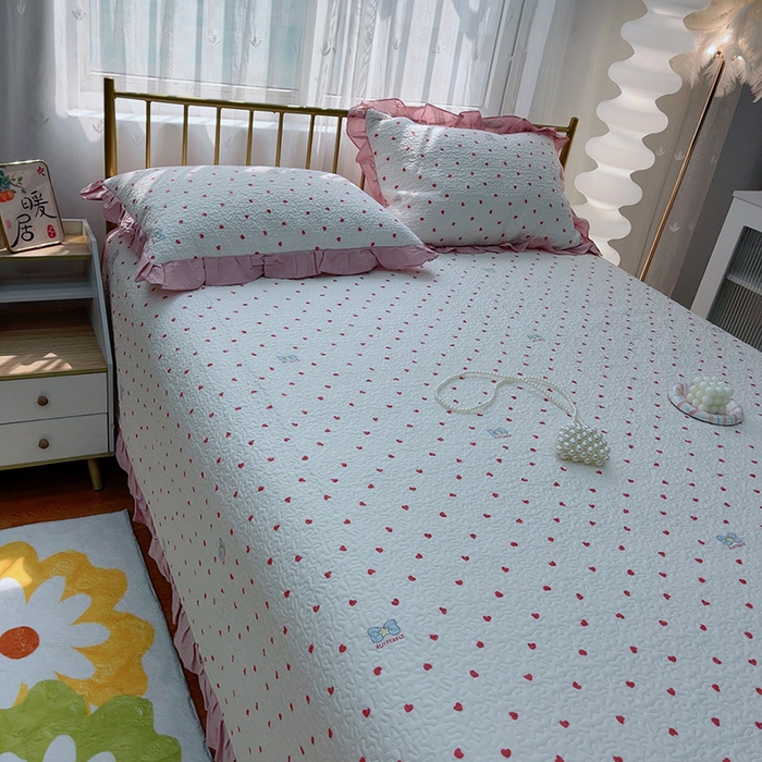 91家纺网 家纺一手货源 找家纺 （总）暖居 2024新款50棉50天丝防滑不跑床夹棉床单四季通用床盖三件套