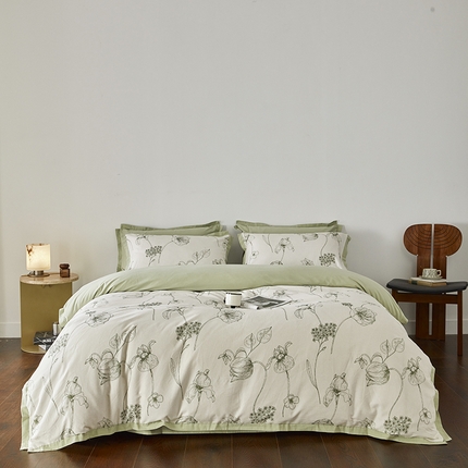 千朵森 2024新款全棉拼角磨毛四件套-风格二 花拾光