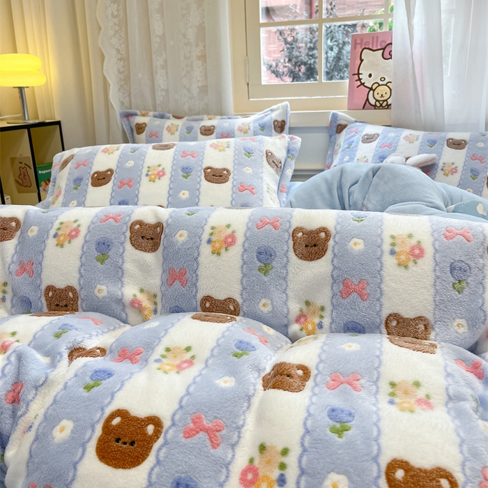 91家纺网 家纺一手货源 找家纺 川悦生活 2024新款雪花绒印花单被套系列-夜景 小熊花园