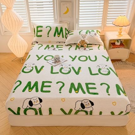 91家纺网 家纺一手货源 找家纺 （总）湘之帛 2024新款高克重舒适牛奶绒三件套床笠