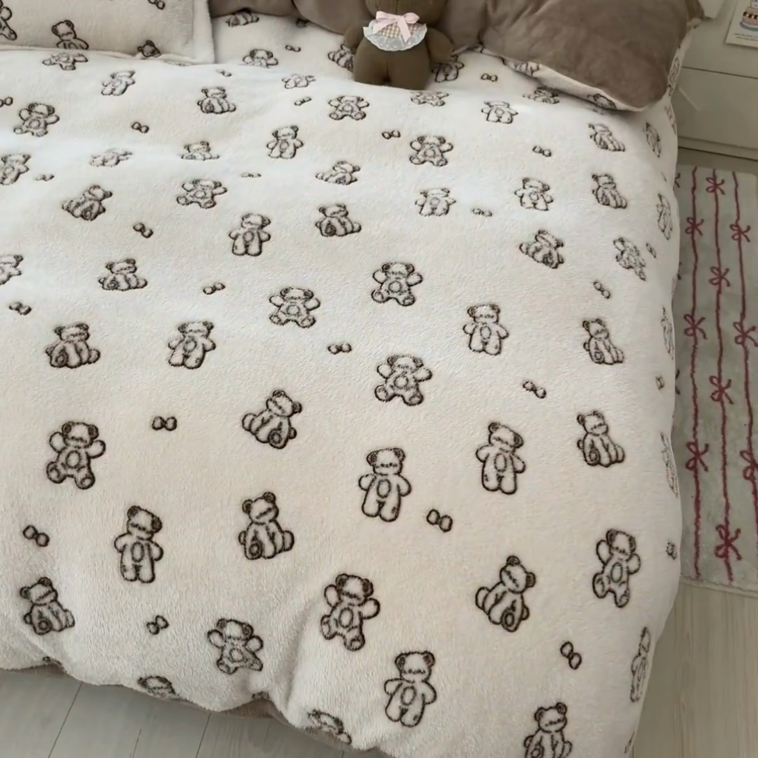 91家纺网 家纺一手货源 找家纺 川悦生活 2024新款雪花绒印花单被套系列-自然光 彩虹爱语蓝