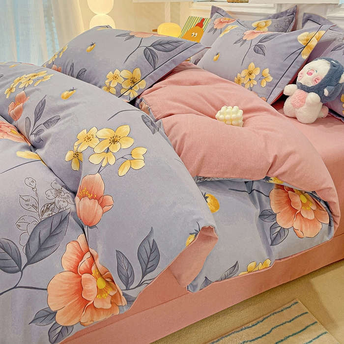 91家纺网 家纺一手货源 找家纺 2024直播爆款全棉磨毛喷气印花加厚保暖四件套（一字绣） 全棉磨毛-国色芬芳