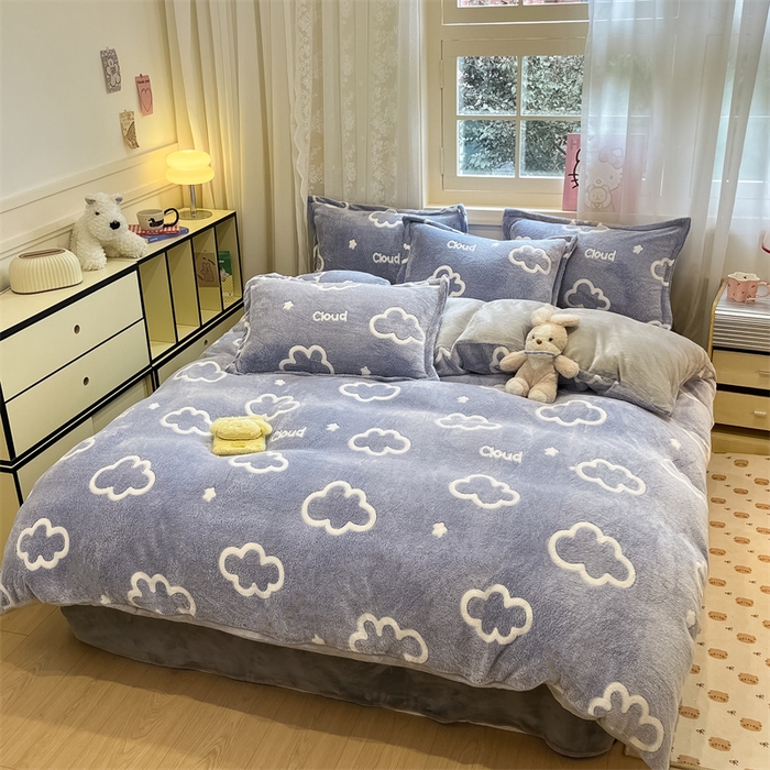 91家纺网 家纺一手货源 找家纺 川悦生活 2024新款雪花绒印花单被套系列-夜景 奶味云朵