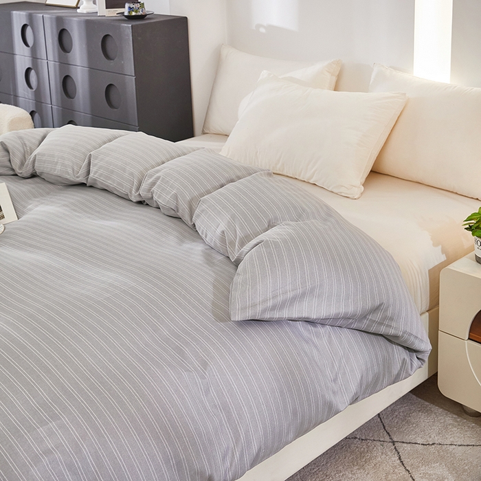 91家纺网 家纺一手货源 找家纺 雲归梦 2024新款全棉多规格加厚磨毛多规格单品--单被套 单被套-条芬芳-灰