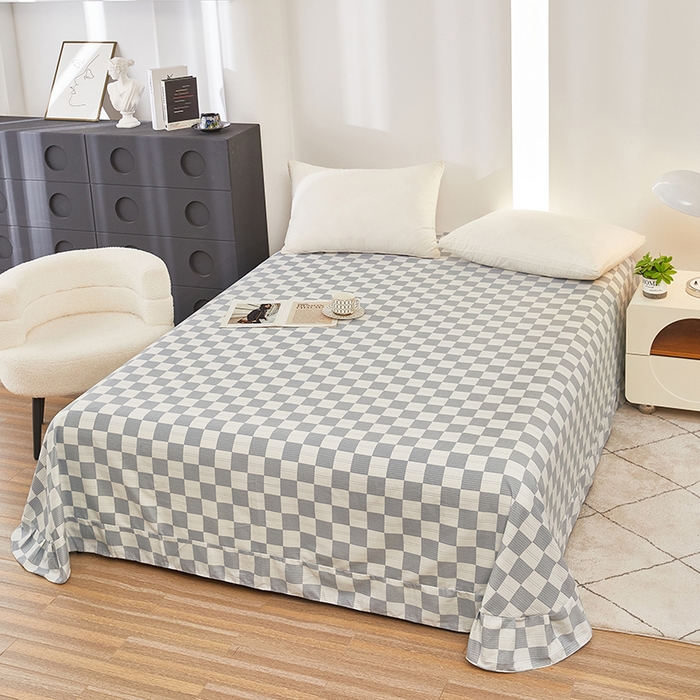 91家纺网 家纺一手货源 找家纺 雲归梦 2024新款全棉多规格加厚磨毛多规格单品--单床单 单床单-漾格-灰