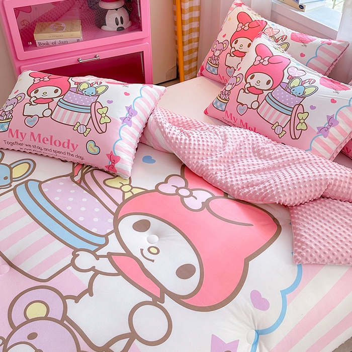 91家纺网 家纺一手货源 找家纺 ds生活馆 2025新款三丽鸥大版印花豆豆被春秋被冬被 蛋糕美乐蒂