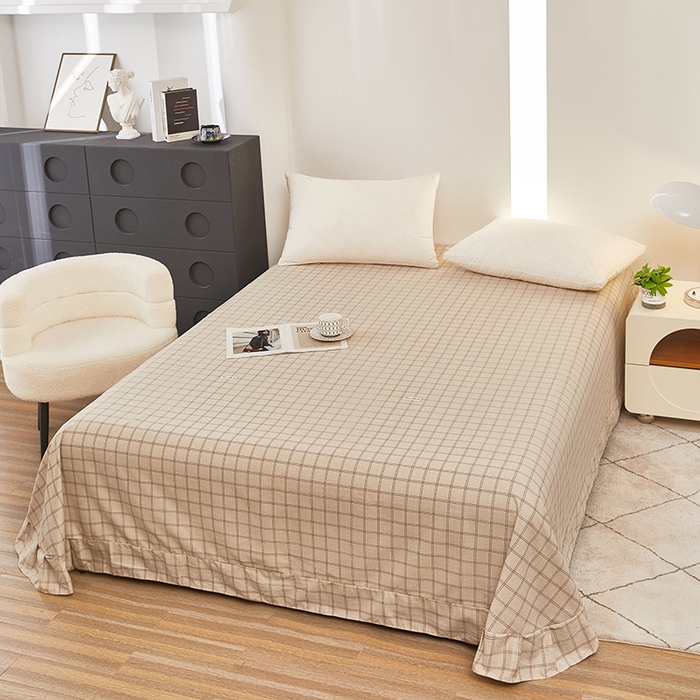 91家纺网 家纺一手货源 找家纺 雲归梦 2024新款全棉多规格加厚磨毛多规格单品--单床单 单床单-风景梦格-棕