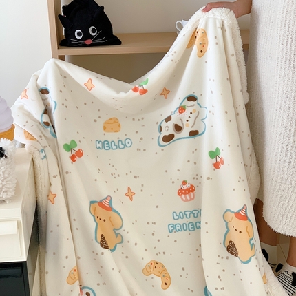 91家纺网 家纺一手货源 找家纺 （总）2024新款INS卡通羊羔绒毛毯盖毯-风格二