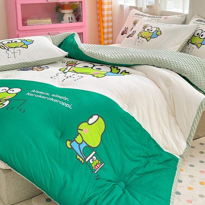 91家纺网 家纺一手货源 找家纺 ds生活馆 2025新款三丽鸥大版印花豆豆被春秋被冬被 大眼蛙