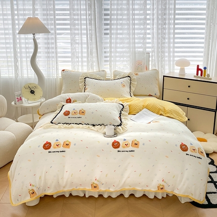 91家纺网 家纺一手货源 找家纺 （总）格真 2024新款加厚保暖豆豆绒牛奶绒单床盖被套三件套四件套