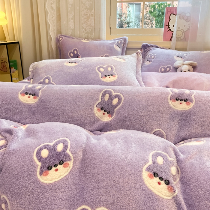 91家纺网 家纺一手货源 找家纺 川悦生活 2024新款雪花绒印花单被套系列-夜景 妮娜兔