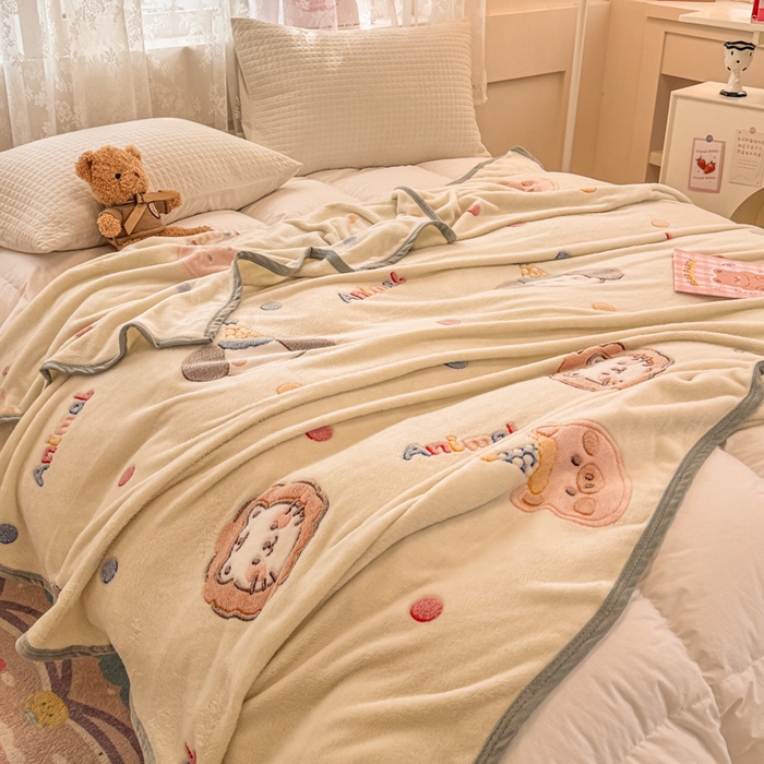 91家纺网 家纺一手货源 找家纺 慕尚家纺 2025新款高克重加厚雪花绒毛毯毯子 曲奇猫