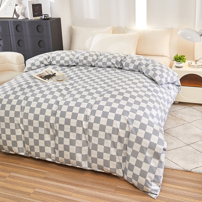 91家纺网 家纺一手货源 找家纺 雲归梦 2024新款全棉多规格加厚磨毛多规格单品--单被套 单被套-漾格-灰