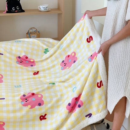 91家纺网 家纺一手货源 找家纺 （总）2024新款INS卡通羊羔绒毛毯盖毯-风格二
