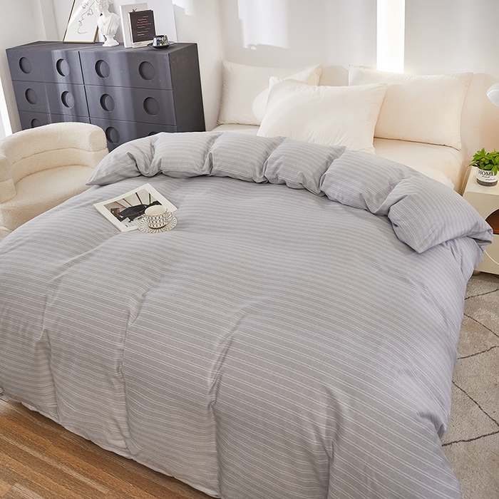 91家纺网 家纺一手货源 找家纺 雲归梦 2024新款全棉多规格加厚磨毛多规格单品--单被套 单被套-条芬芳-灰