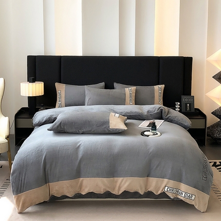 91家纺网 家纺一手货源 找家纺 （总）典曼家纺 2024新款刺绣牛奶绒四件套-妮可