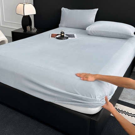 舒慕家纺 2025新款230g全消光高克重牛奶单床笠枕套 优雅灰