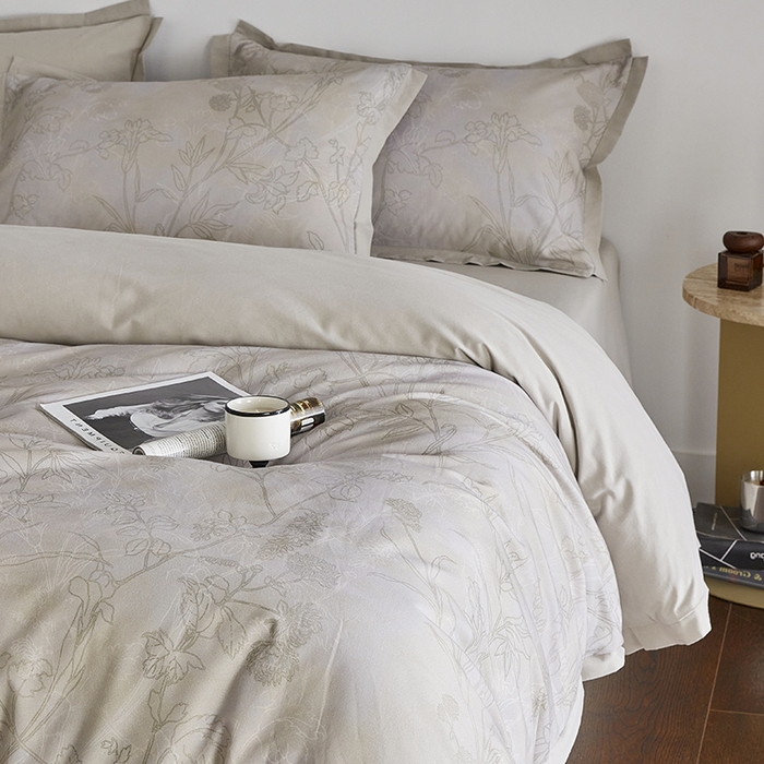 91家纺网 家纺一手货源 找家纺 千朵森 2024新款全棉拼角磨毛四件套-风格二 叶叶相思