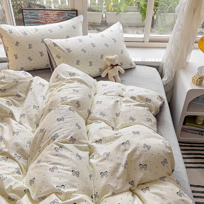 91家纺网 家纺一手货源 找家纺 捌月 2024新款棉加绒A版13372全棉B版高克重牛奶绒四件套直播新品 小情歌