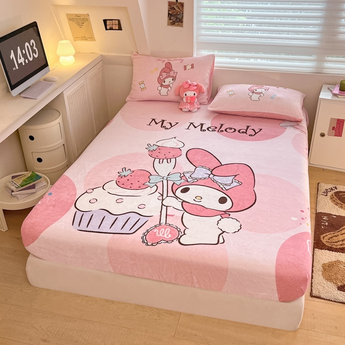 91家纺网 家纺一手货源 找家纺 金爱家 2024新款大阪单品牛奶绒床笠 绒-D草莓蛋糕美乐蒂