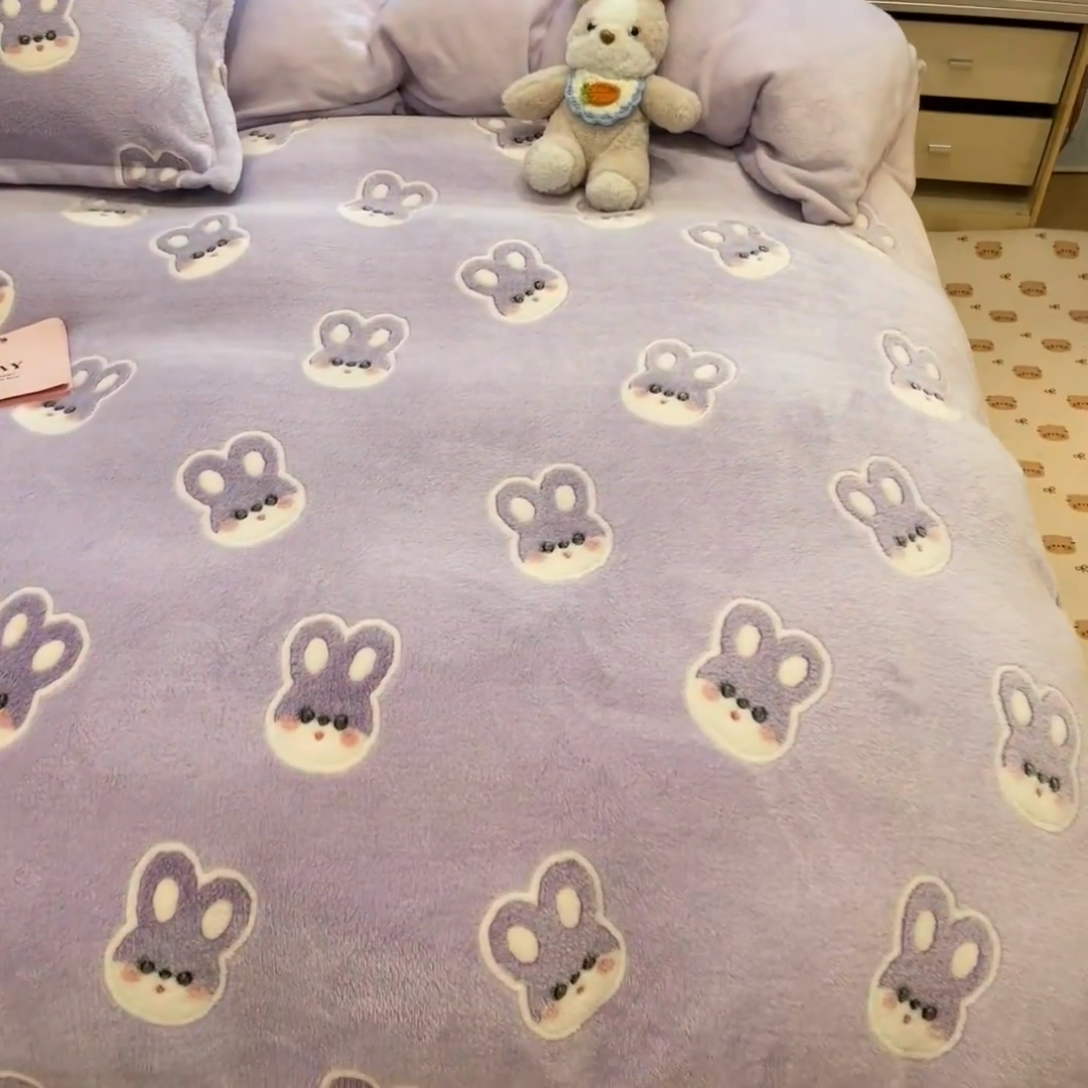 91家纺网 家纺一手货源 找家纺 川悦生活 2024新款雪花绒印花单被套系列-夜景 妮娜兔