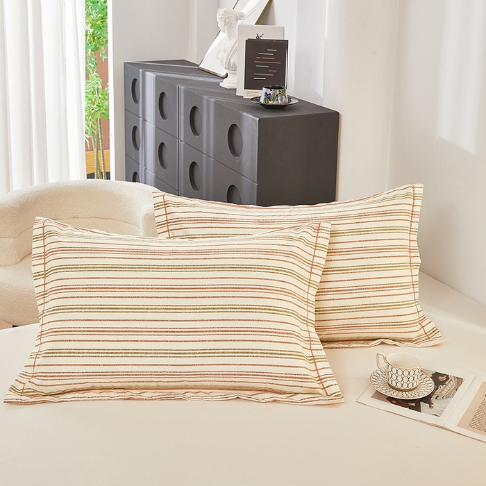 91家纺网 家纺一手货源 找家纺 雲归梦 2024新款全棉多规格加厚磨毛多规格单品--单枕套 单枕套-时尚条-棕