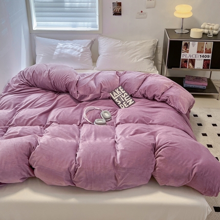 盛馨家纺 2024新款高克重加厚保暖纯色宝宝绒系列单被套 罗兰紫