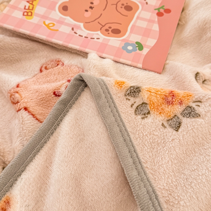 91家纺网 家纺一手货源 找家纺 慕尚家纺 2025新款高克重加厚雪花绒毛毯毯子 糯米熊