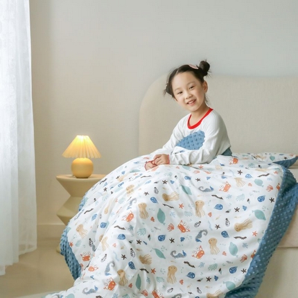 91家纺网 家纺一手货源 找家纺 （总）艾佳宝贝 2024秋冬全棉豆豆绒儿童多功能可拆卸盖毯被单被套