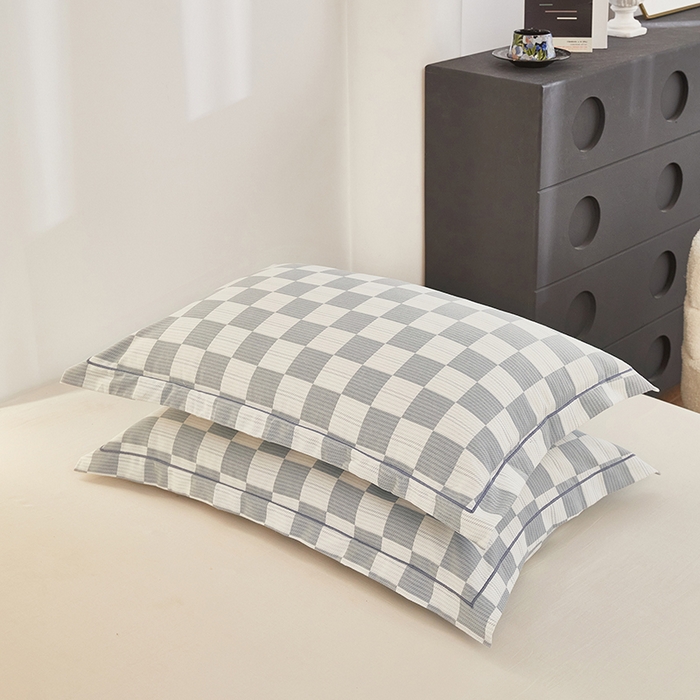 91家纺网 家纺一手货源 找家纺 雲归梦 2024新款全棉多规格加厚磨毛多规格单品--单枕套 单枕套-漾格-灰