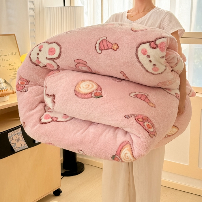 91家纺网 家纺一手货源 找家纺 川悦生活 2024新款雪花绒印花单被套系列-自然光 蜜语奶兔