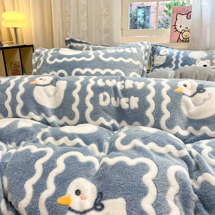 91家纺网 家纺一手货源 找家纺 川悦生活 2024新款雪花绒印花单被套系列-夜景 快乐鸭鸭