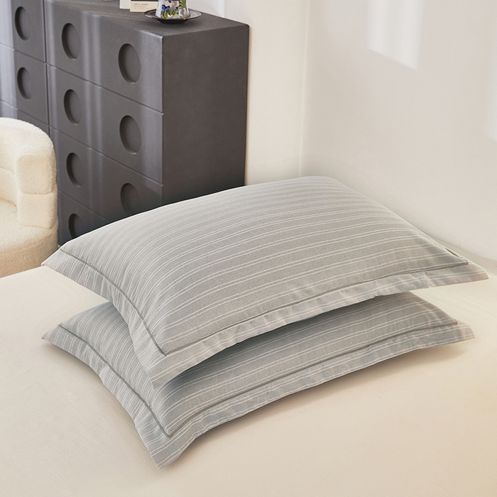 91家纺网 家纺一手货源 找家纺 雲归梦 2024新款全棉多规格加厚磨毛多规格单品--单枕套 单枕套-条芬芳-灰