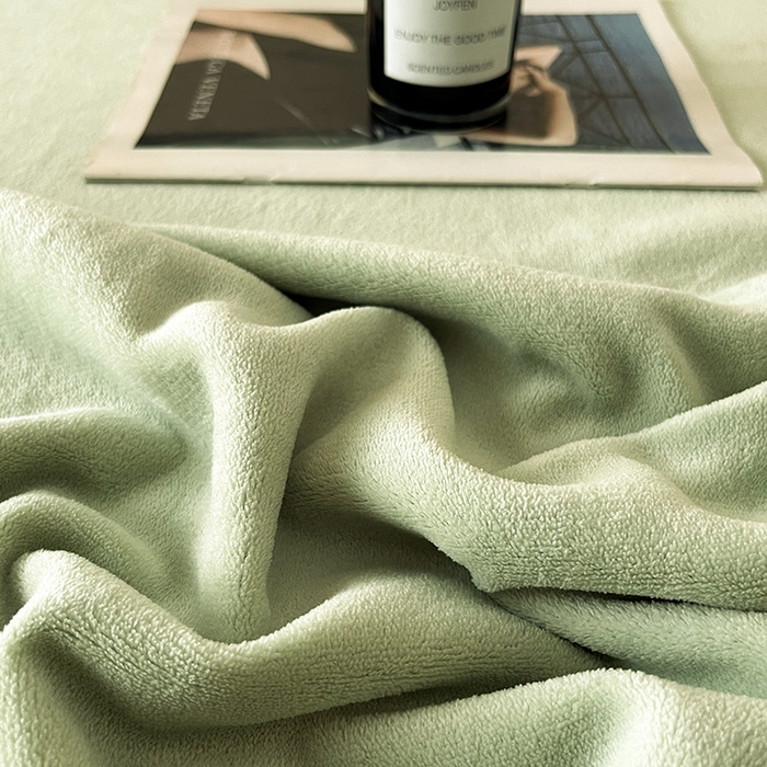91家纺网 家纺一手货源 找家纺 全季家居 2024新款A类纯色印花高克重加厚保暖包边牛奶绒床单单件 果绿