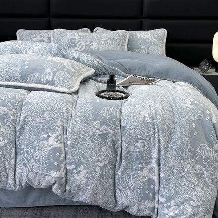 91家纺网 家纺一手货源 找家纺 （总）子曰 2024新款高克重保暖雕花牛奶绒四件套