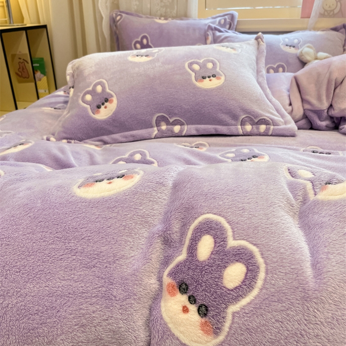 91家纺网 家纺一手货源 找家纺 川悦生活 2024新款雪花绒印花单被套系列-夜景 妮娜兔