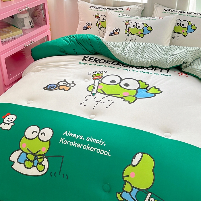 91家纺网 家纺一手货源 找家纺 ds生活馆 2025新款三丽鸥大版印花豆豆被春秋被冬被 大眼蛙