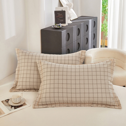 91家纺网 家纺一手货源 找家纺 雲归梦 2024新款全棉多规格加厚磨毛多规格单品--单枕套 单枕套-风景梦格-棕