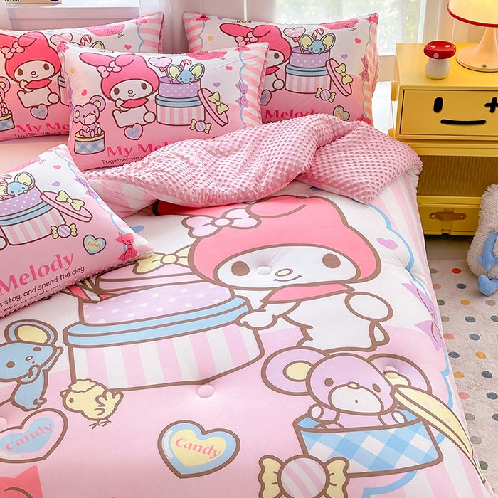 91家纺网 家纺一手货源 找家纺 ds生活馆 2025新款三丽鸥大版印花豆豆被春秋被冬被 蛋糕美乐蒂